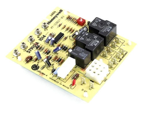White-Rodgers relay control circuit board, electronic component assembly with relays, resistors, and connectors.