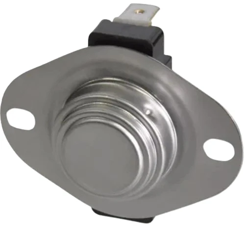 White-Rodgers thermal sensor, metallic temperature sensor with mounting holes for HVAC system applications.