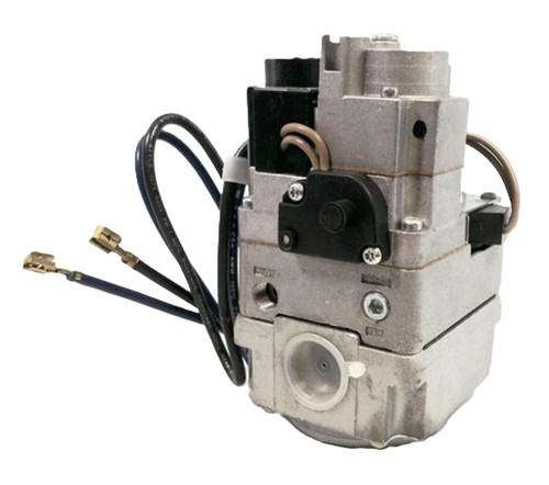White-Rodgers, industrial valve or regulator component with metallic body and attached wires.