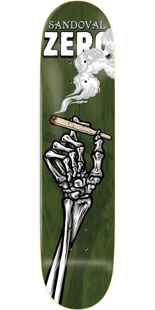 Zero Tommy Sandoval Skeleton Hands R7 Skateboard Deck - Green - 8.375