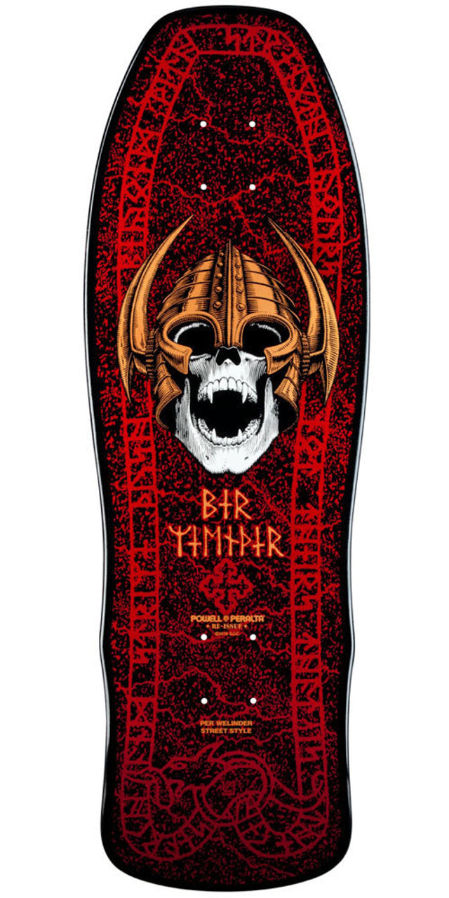 Powell Peralta Per Welinder Nordic Skull Skateboard Deck - Black/Red -  9.625in x 29.75in