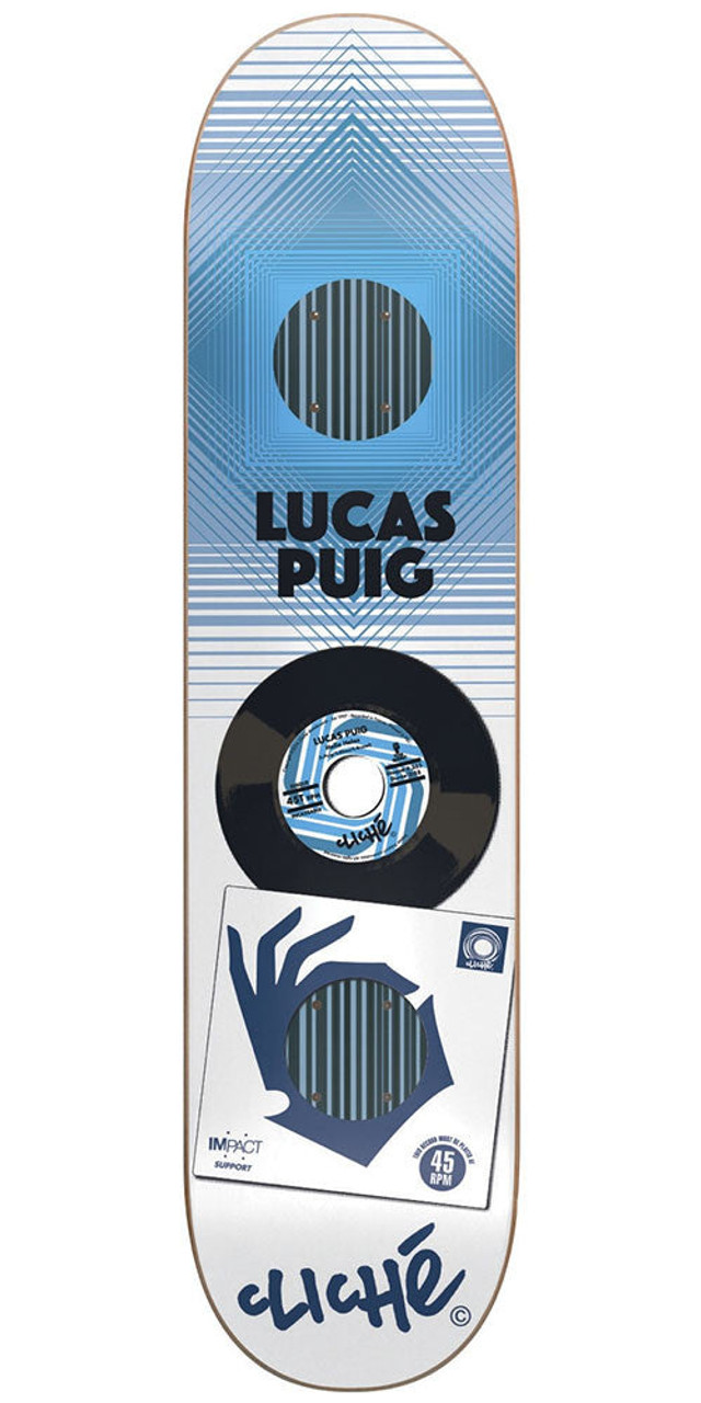 Cliche Lucas Puig Vinyl 45T Impact Skateboard Deck - White/Blue