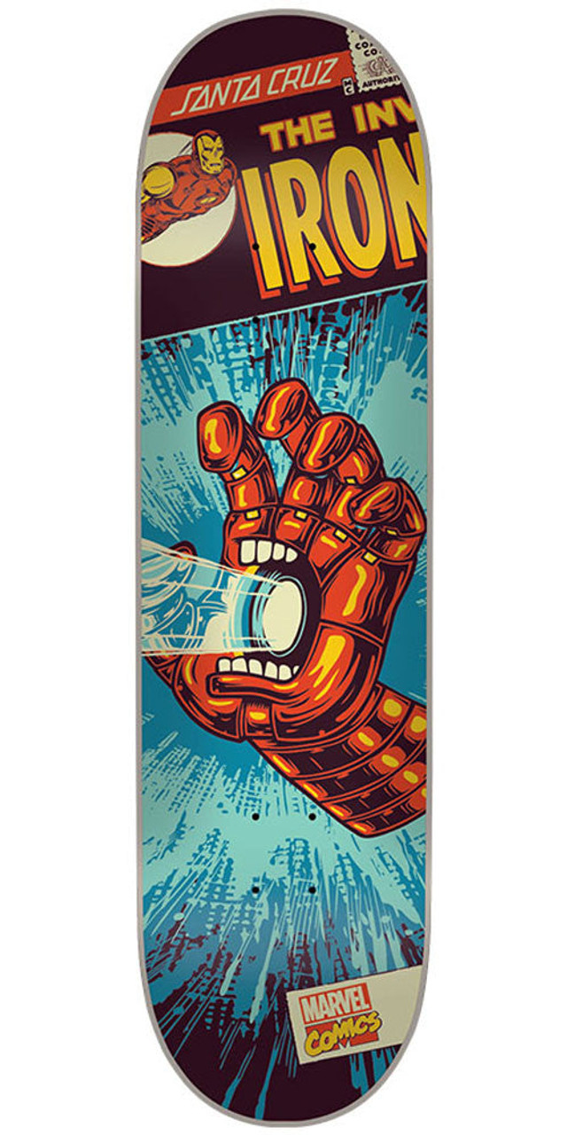 Santa Cruz Marvel Iron Man Hand Skateboard Deck - Blue