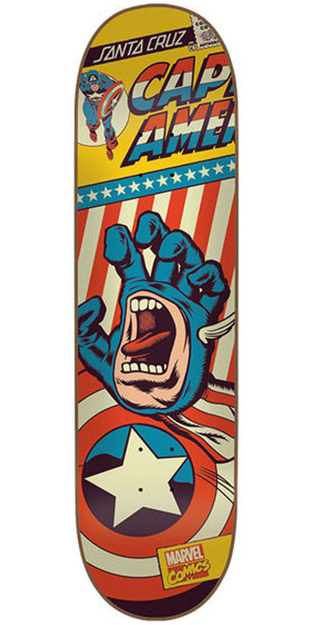 Santa Cruz - Santa Cruz Marvel Captain America デッキ Santa Cruz Marvel Captain America Hand Skateboard Deck