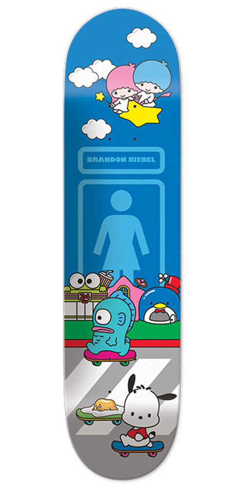 Girl Brandon Biebel Hello Sanrio Skateboard Deck - Blue - 8.00in x