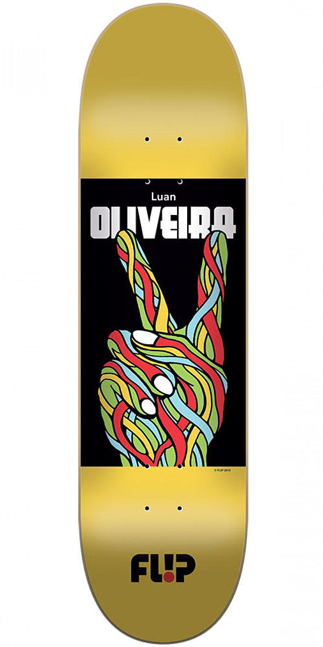 Flip Oliveira Peace Skateboard Deck - Yellow - 8.13in x 32.0in