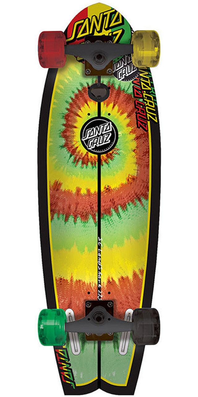 Santa Cruz Land Shark Cruzer Complete Skateboard - 8.8 x 27.7 - Rasta Tye  Dye