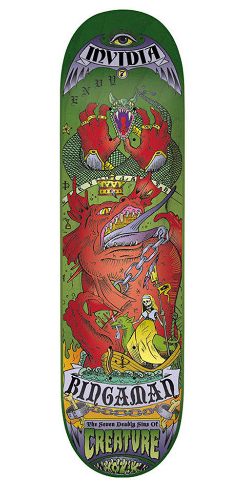Creature Bingaman 1 Deadly Sins 8.3インチ Creature Bingaman 7 Deadly Sins Skateboard Deck - Green - 8.3in x