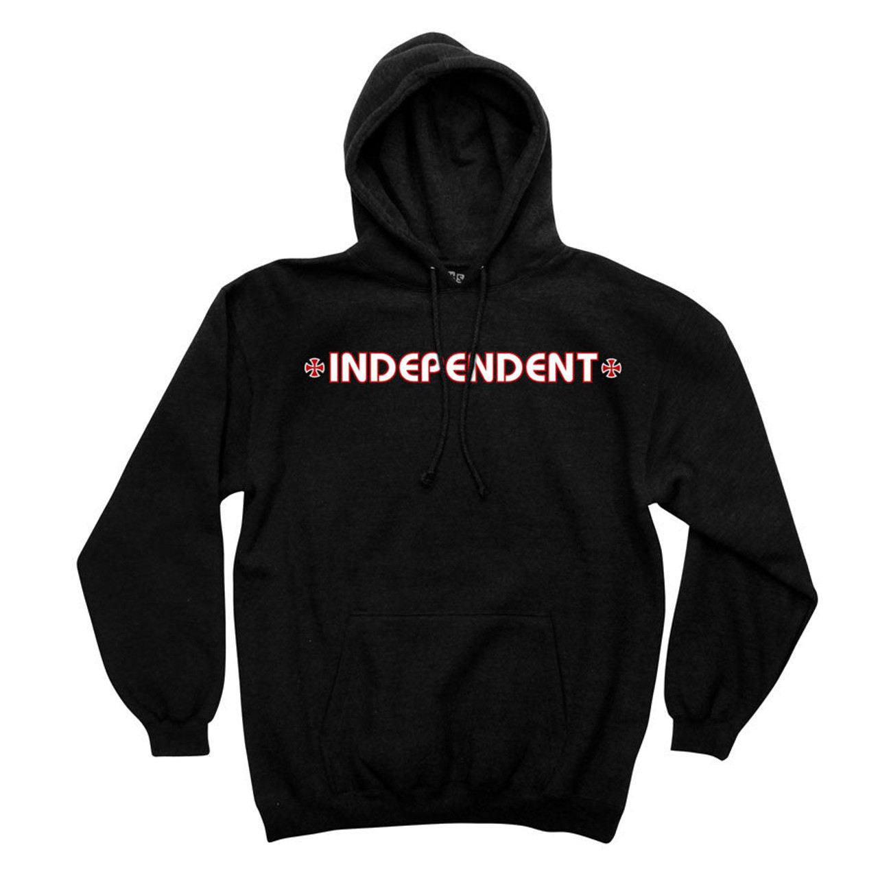 Independent Bar/Cross Pullover Hooded L/S - Black - Men's
