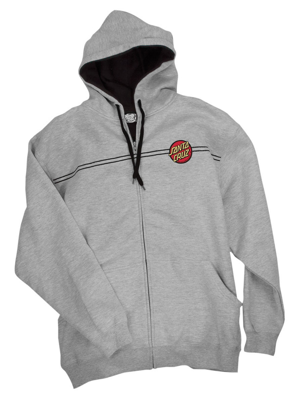 Santa Cruz Classic Dot Hooded Zip L S Thermal Lined Grey