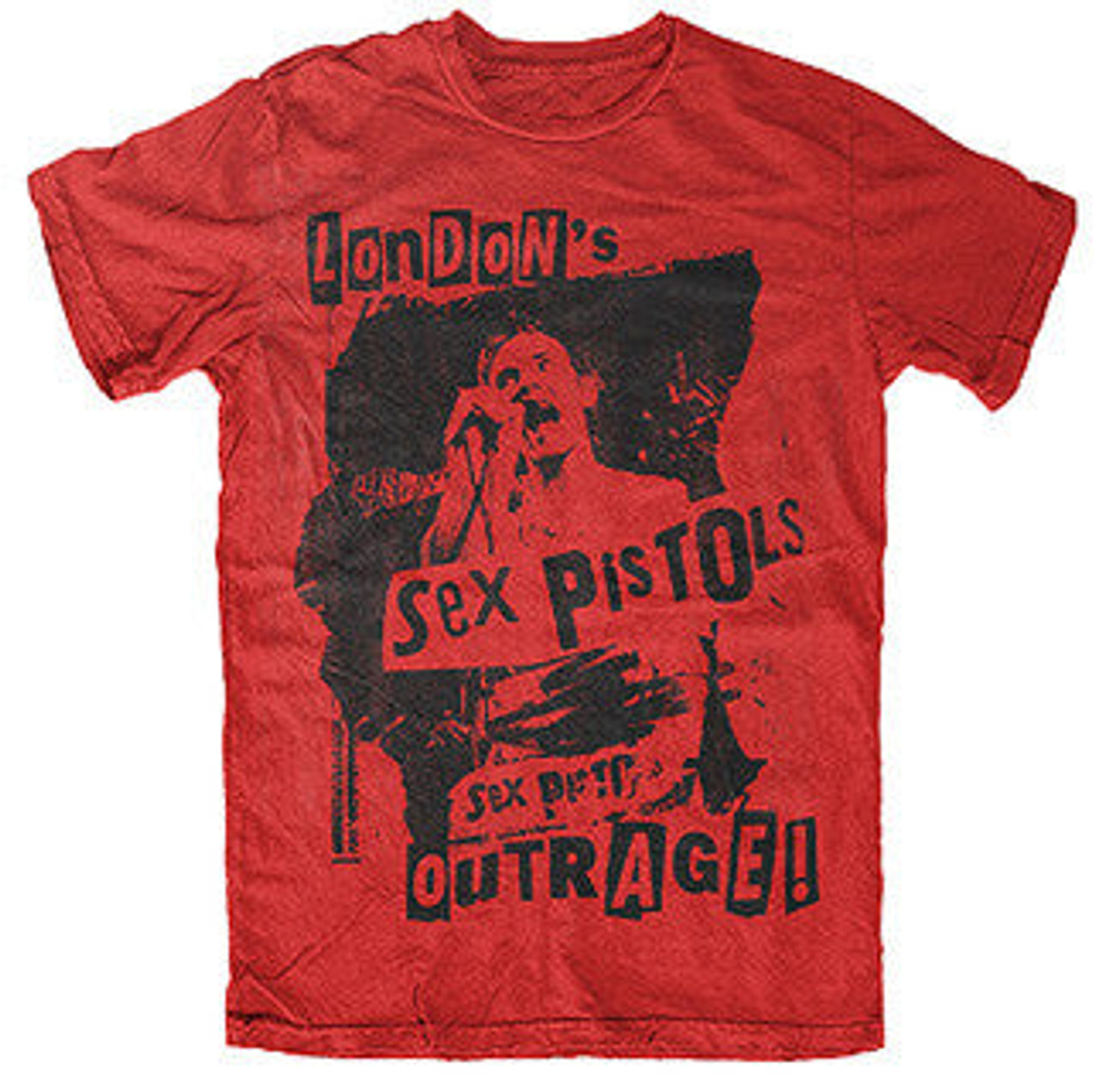 Sex Pistols Band London's Outrage! T-Shirt - Red