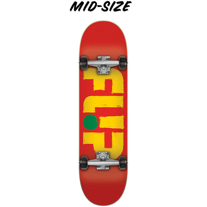 Flip Team Odyssey Stroked Brick Mid Sk8 Complete Skateboard - Red - 7.25in x 29.9in