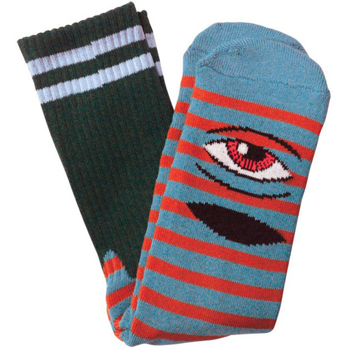 Toy Machine Sect Eye Stripe Men's Socks - Grey Blue/Red (1 Pair)