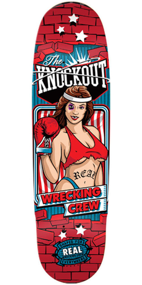 Real Wrecking Crew Knockout 2 Skateboard Deck - Red - 9.0in x 32.0in