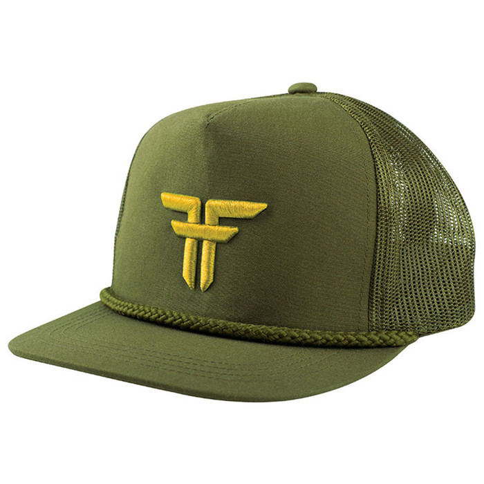 Fallen Trademark Embroidery Snapback Men's Hat - Surplus Green/Dark Yellow