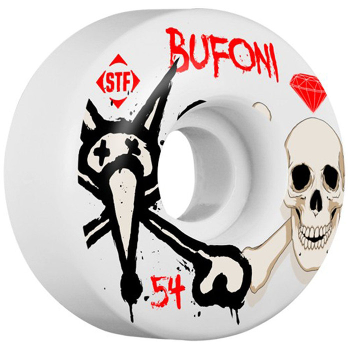 Bones STF Bufoni Crest V1 Skateboard Wheels - White - 54mm (Set of 4)