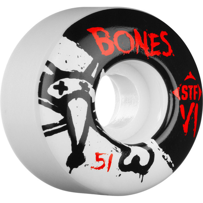 Bones STF V1 Series Skateboard Wheels - White - 51mm 83b (Set of 4)