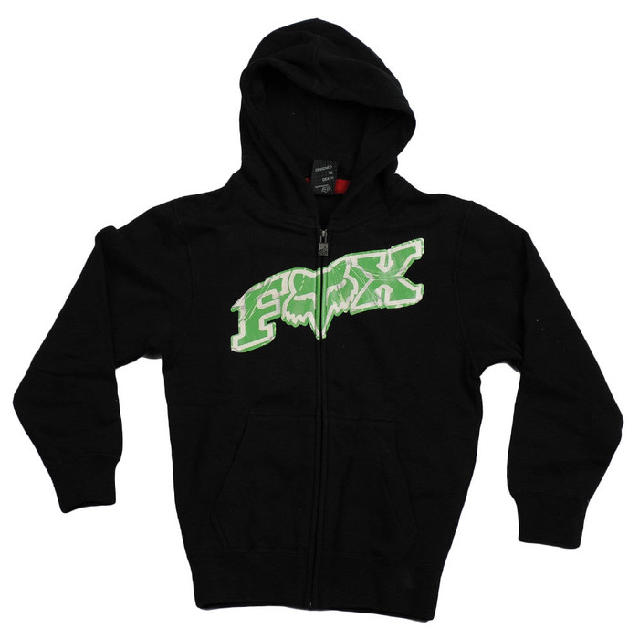 Fox Up Against Zip-Up Front Fleece - Black/Green - Youth Sweatshirt