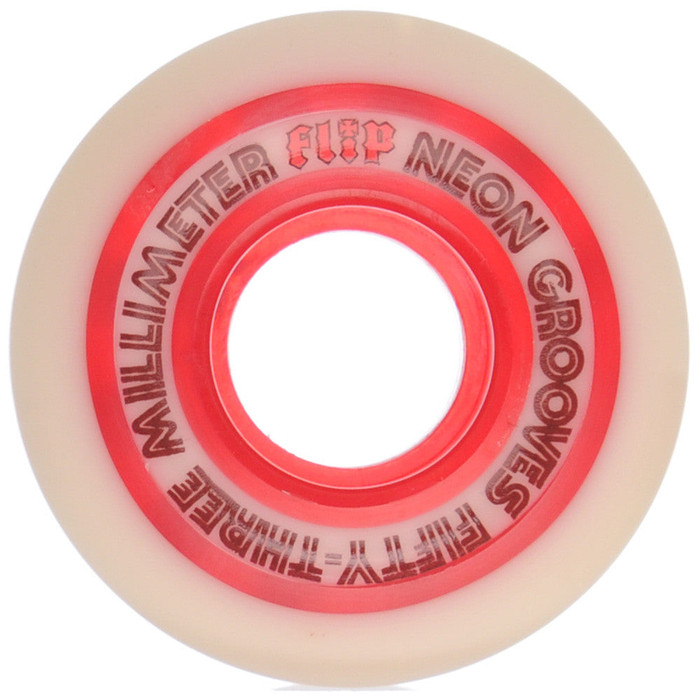 Flip Neon Grooves Skateboard Wheels - White - 53mm  (Set of 4)