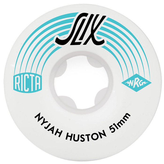 Ricta Nyjah Huston SLIX Skateboard Wheels - White - 51mm 81b (Set of 4)