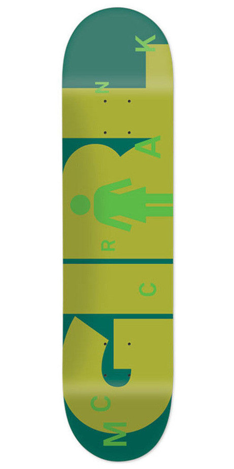 Girl McCrank Advertype Skateboard Deck - Green/Olive - 8.375in x 31.75in