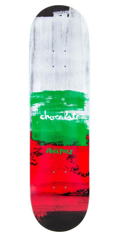 Chocolate Perez Subtle Square Skateboard Deck - White/Green/Red - 8.25in x 31.875in