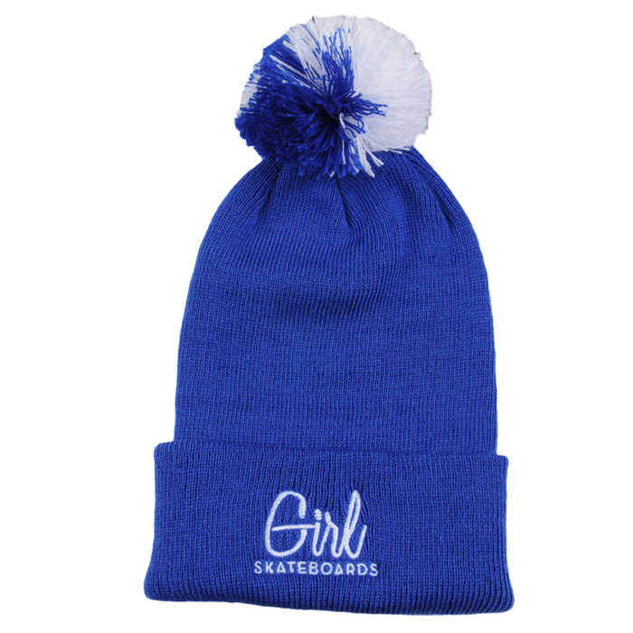 Girl Century Embroidered Pom Men's Beanie - Royal