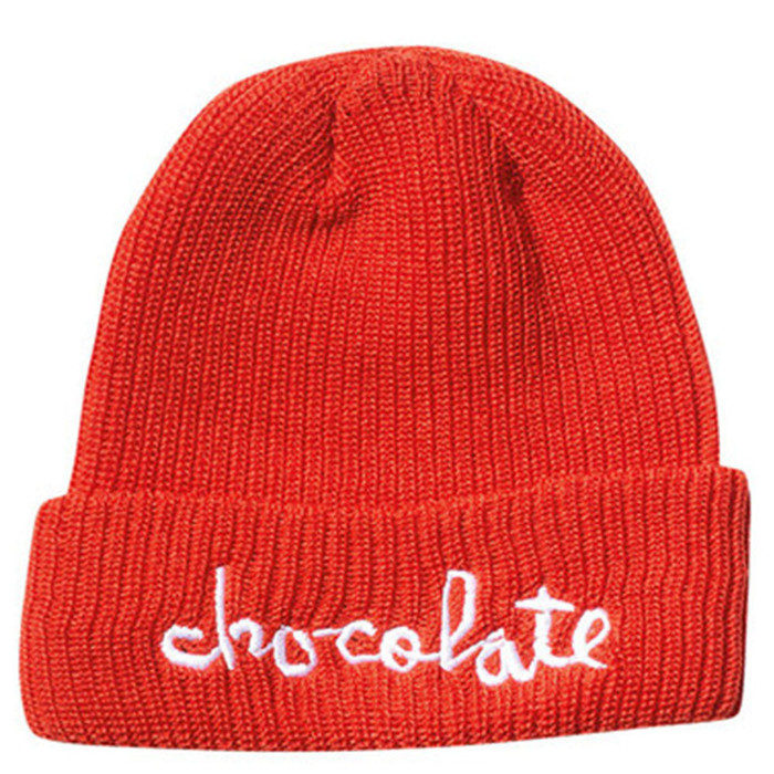 Chocolate Big Chunk Folded Men's Beanie - Red