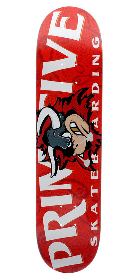 Primitive Raging Bull Skateboard Deck - Red - 7.6