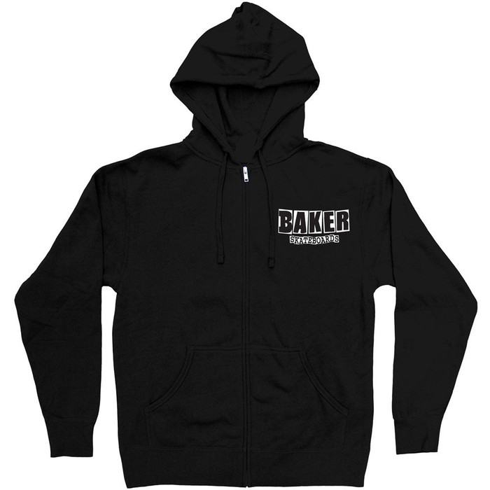 Baker Brand Logo Zip-Up Hoodie Men's Sweatshirt - Black/White