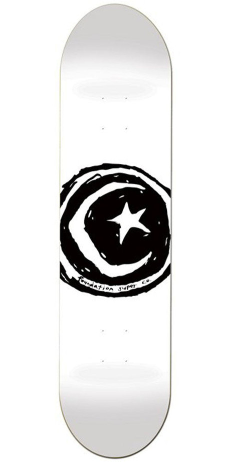 Foundation Star & Moon Skateboard Deck - White - 8.25in