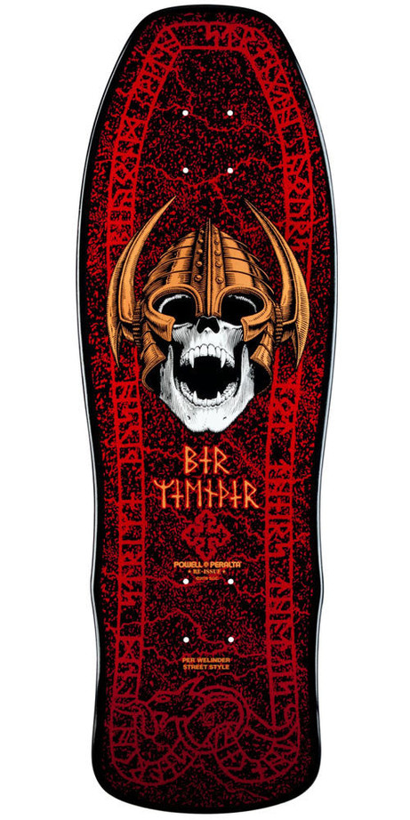 Powell Peralta Per Welinder Nordic Skull Skateboard Deck - Black/Red - 9.625in x 29.75in