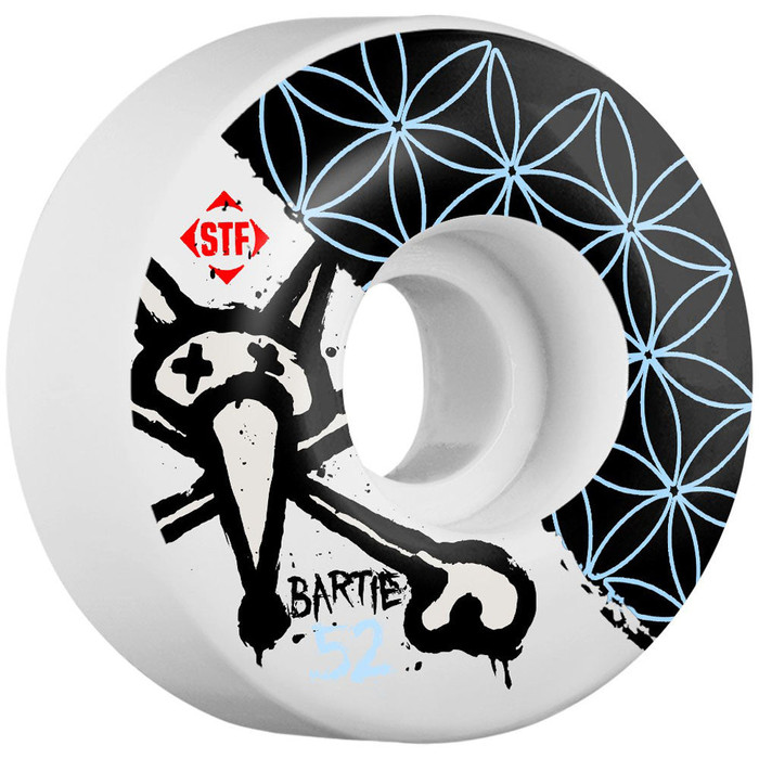 Bones Pro Bartie Flower STF V1 Skateboard Wheels - White - 52mm (Set of 4)