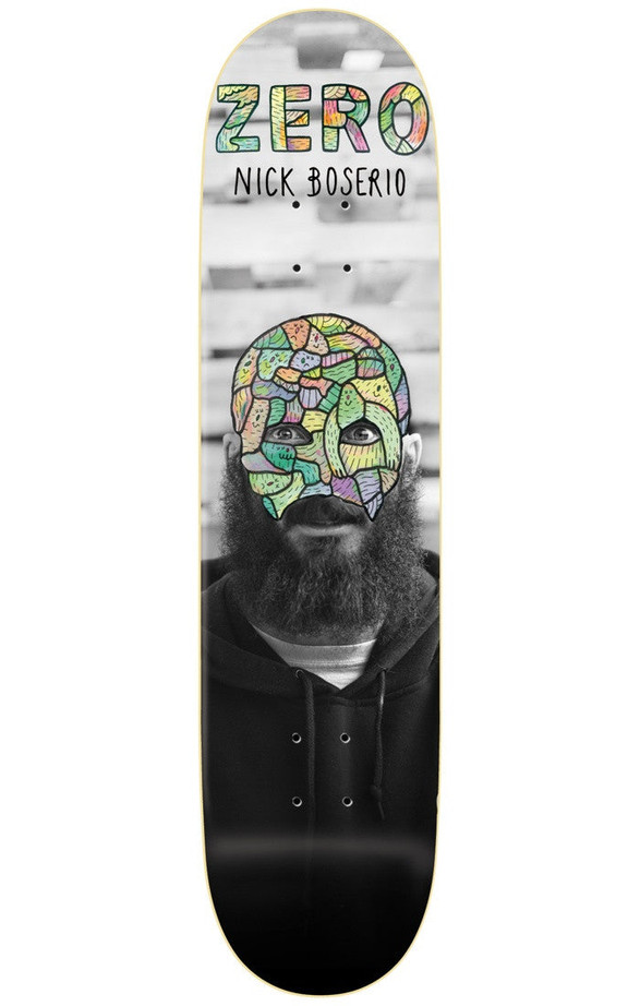 Zero Nick Boserio Re-Portrait R7 Skateboard Deck - Black/White - 8.5in