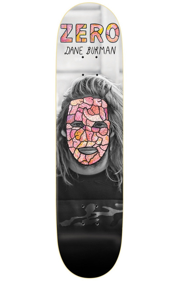 Zero Dane Burman Re-Portrait R7 Skateboard Deck - Black/White - 8.25in