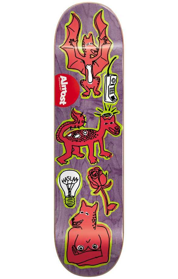 Almost Chris Haslam Dumb Doodle R7 Skateboard Deck - Purple - 8.0in