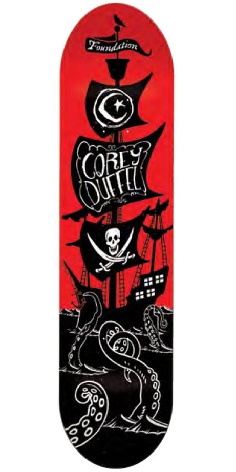 Foundation Duffel Black Sails Skateboard Deck - Red/Black - 8.125in