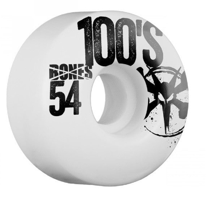 Bones O.G. 100's V1 Skateboard Wheels 54mm - White (Set of 4)