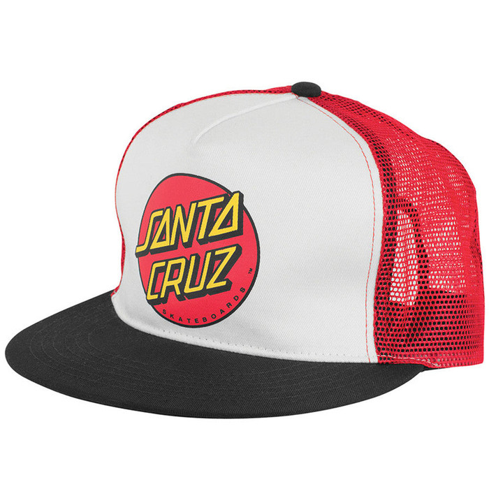 Santa Cruz Classic Dot Trucker Mesh Men's Hat - White/Black/Red