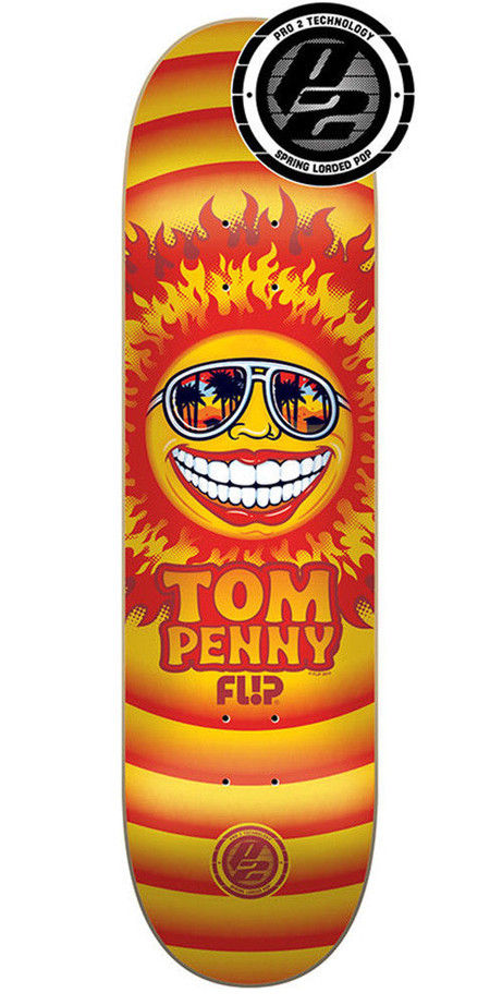 Flip Penny Sun Pro P2 Skateboard Deck - Orange - 31.5in x 8.0in