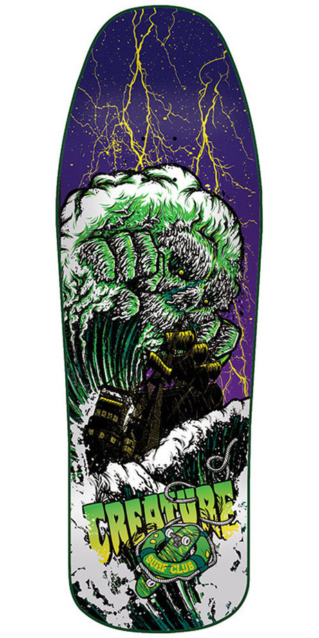 Creature Surf Club Team Large Skateboard Deck - Purple/Green - 31.3in x 10.0in