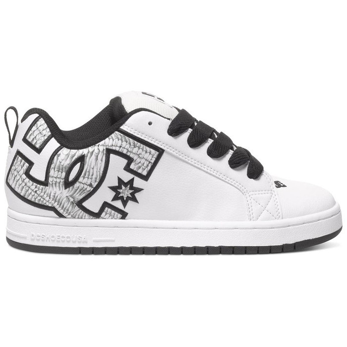 DC Court Graffik S Men's Skateboard Shoes - White/White Print WW3