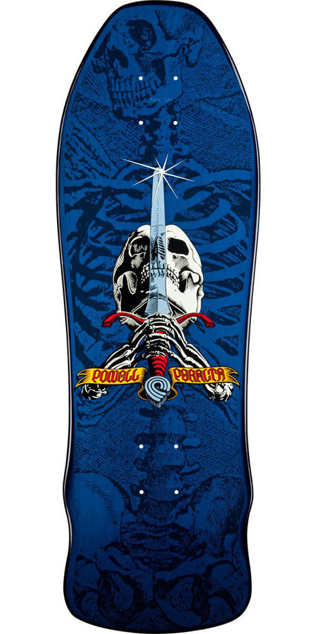 Powell Peralta Rodriguez Geegah Skull & Sword Skateboard Deck - Blue - 9.75in x 30.0in