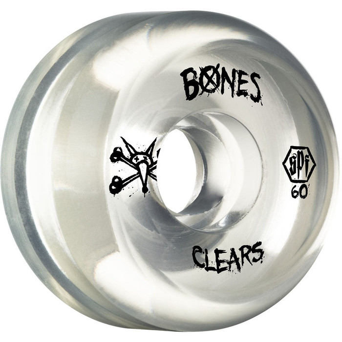 Bones Clear SPF Skateboard Wheels - Clear - 60mm 84b (Set of 4)