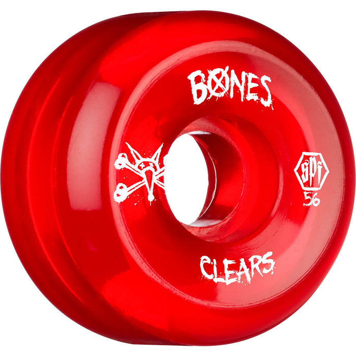 Bones Clear SPF Skateboard Wheels - Red - 56mm 84b (Set of 4)