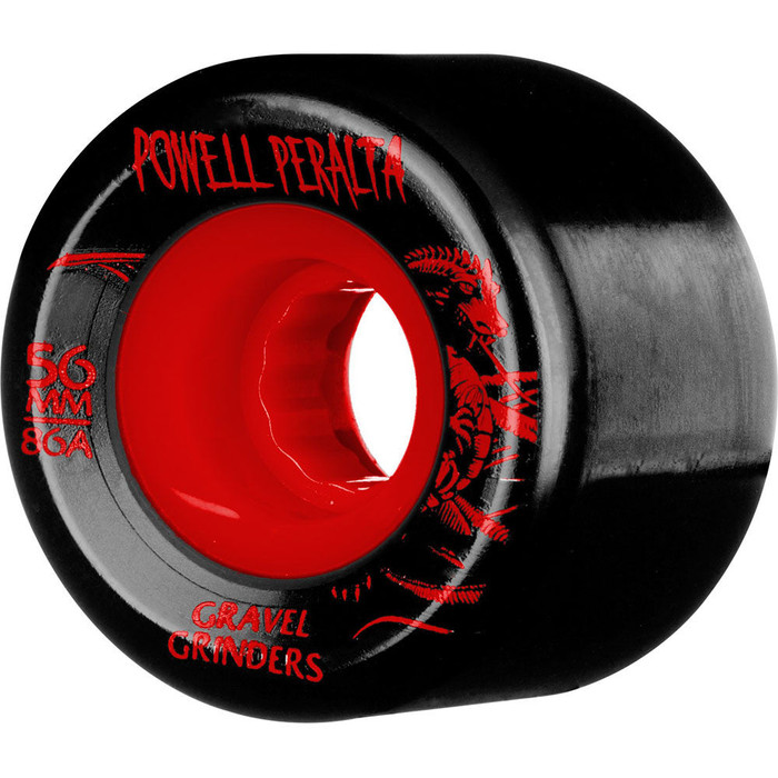 Powell Peralta Gravel Grinders Skateboard Wheels - Black/Red - 56mm 86a (Set of 4)