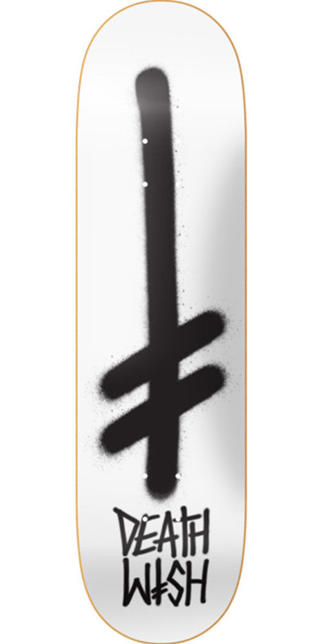 Deathwish Gang Logo Skateboard Deck - 8.475in - Matte White/Black