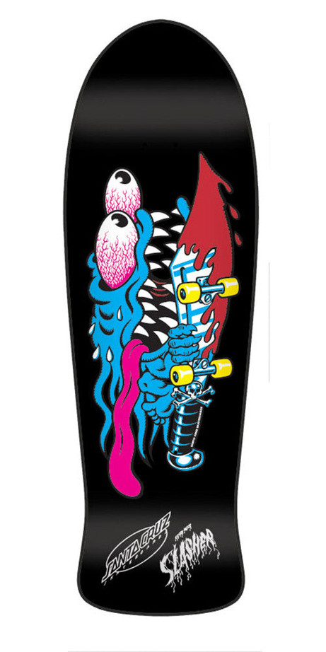 Santa Cruz Slasher Black N Blue Reissue Skateboard Deck - Black/Blue - 31.13in x 10.1in