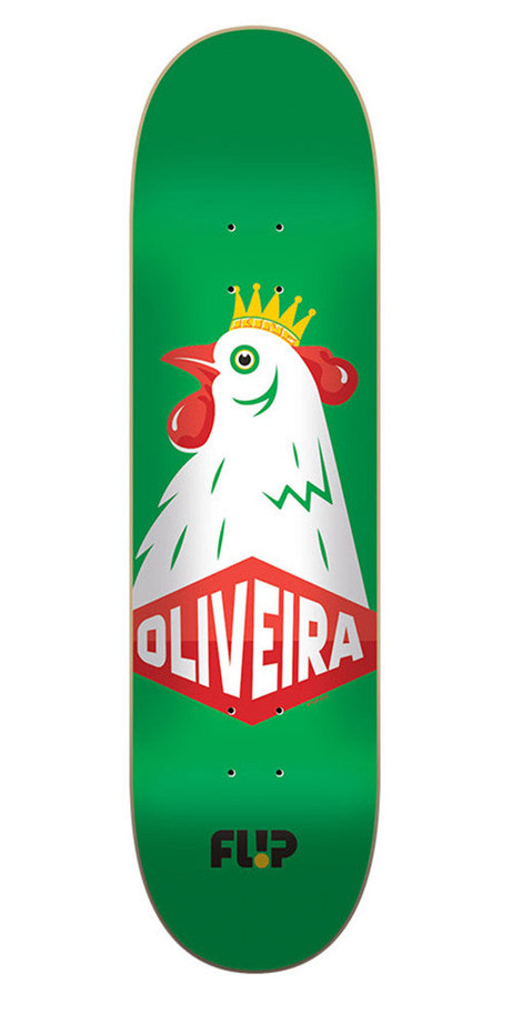 Flip Oliveira Cockerel Pro Skateboard Deck - Green - 32.0in x 8.13in