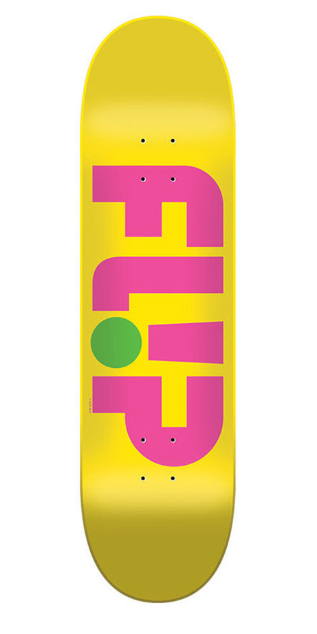 Flip Odyssey Logo Day Glo Team Skateboard Deck - Yellow - 32.31in x 8.25in